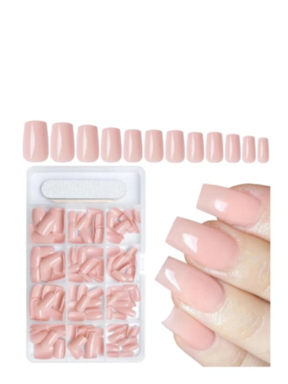 Nude Pink Medium Square Press-On Nails